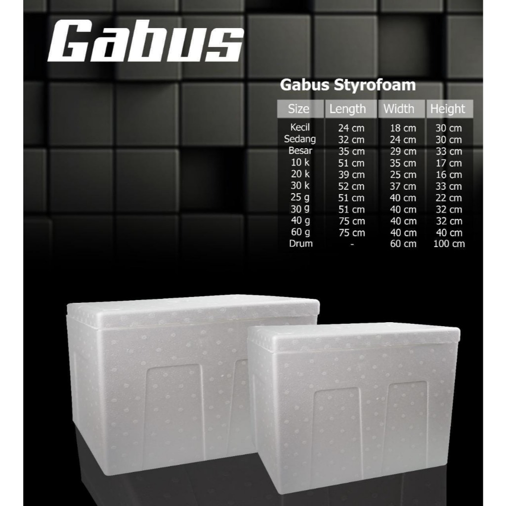STEYROFOAM BOX GABUS | KOTAK ES DAN MAKANAN FROZEN BERBAGAI UKURAN