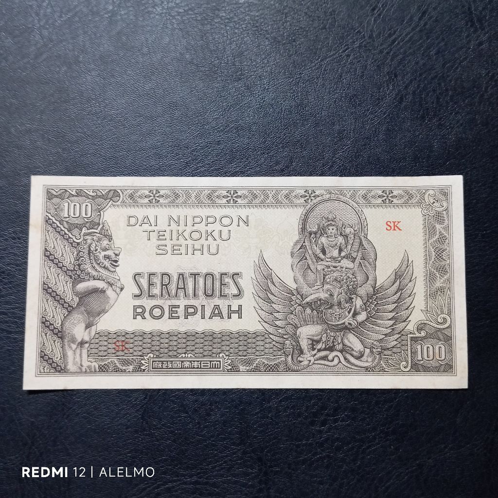uang kertas kuno 100 rupiah dai nippon garuda wisnu tahun 1943 bagus asli