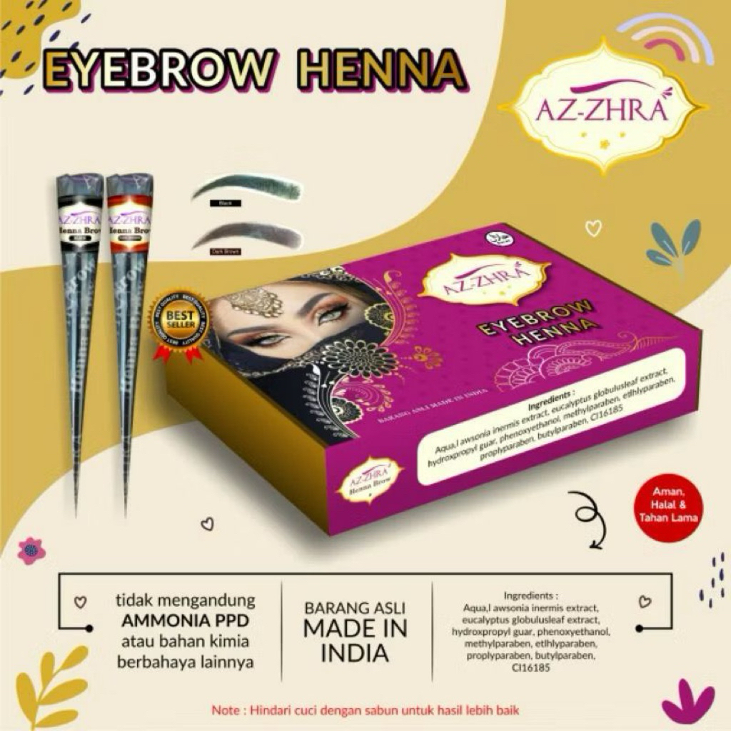 AZ-ZHRA HENNA ALIS, (GRATIS KUAS ALIS) HALAL SAH UNTUK SHOLAT