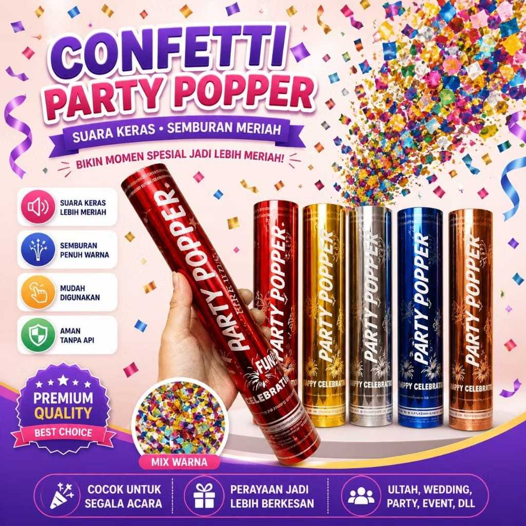 (harvest)Confeti Party Popper 40cm ( isi foil warna warni )