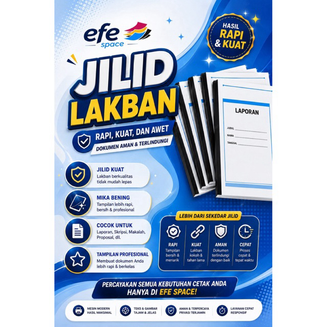 Jasa Jilid Lakban Hitam Mika Bening 1-250 lembar.