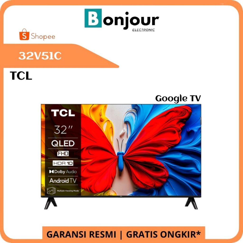 QLED TV TCL 32V51C Google TV 2K Full HD 32 Inch Dolby Audio TCL 32V51C