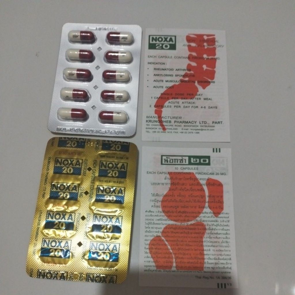 Noxa-20 kapsul untuk rematik,sakit tulang 1Strip 10 kapsul import Thailand
