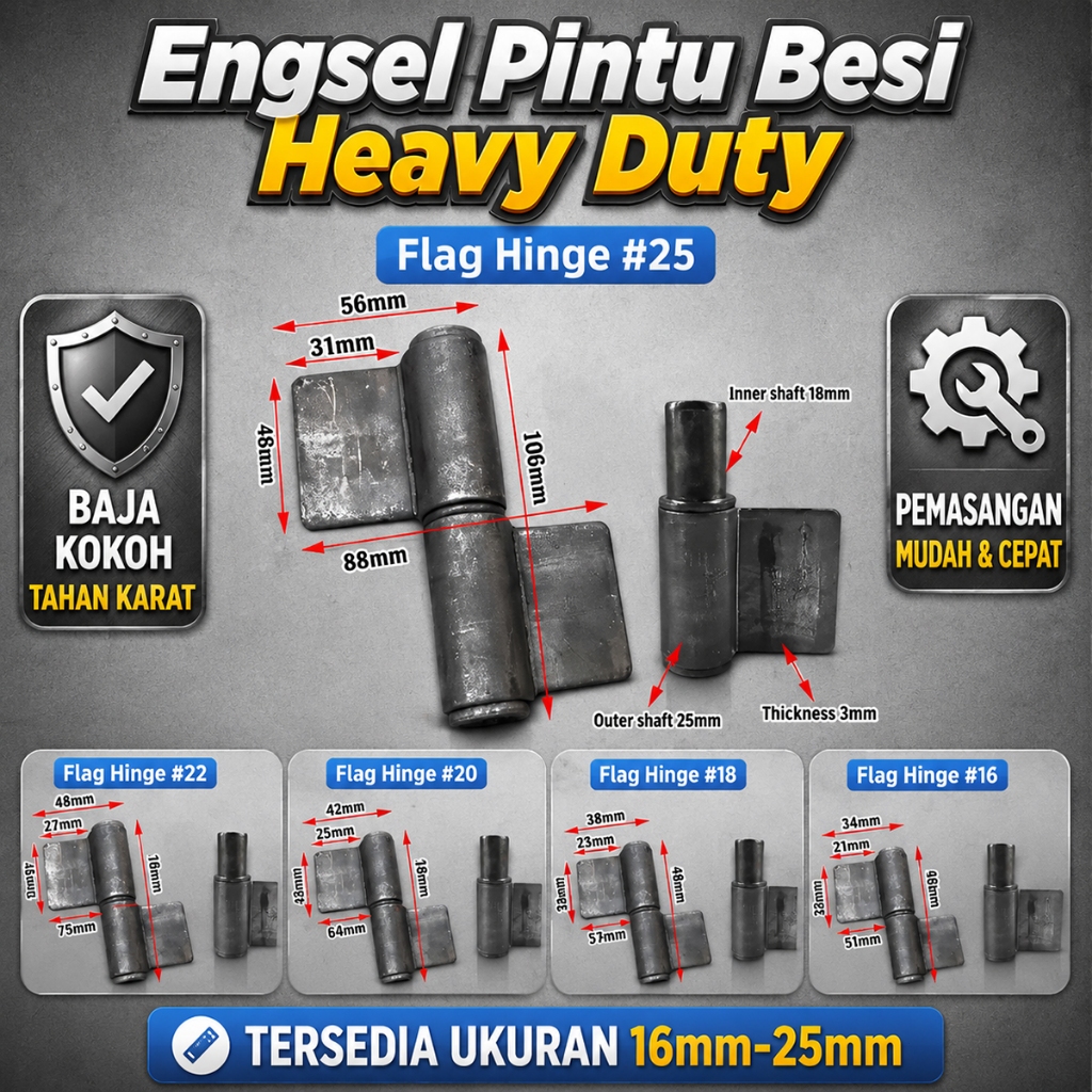 Engsel Pintu Las Berat Engsel Las Pintu Engsel kupu-kupu yang kokoh dan pas cocok untuk gerbang besi