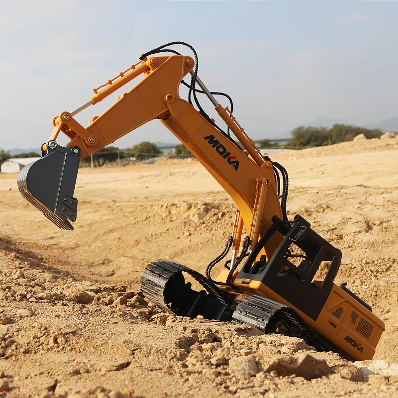 RC Excavator 17 Channel Besar Skala 1:14  Rc Beko Excavator Moka 2.4Ghz Bucket Alloy Remot Control E