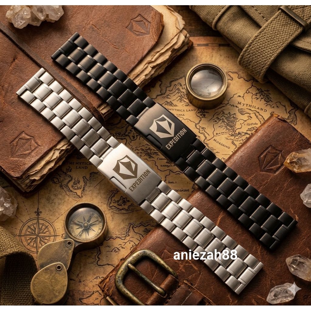 Tali Rantai Jam Tangan Logo Expedition Steinless Steel Solid Rantai Jam Expedition