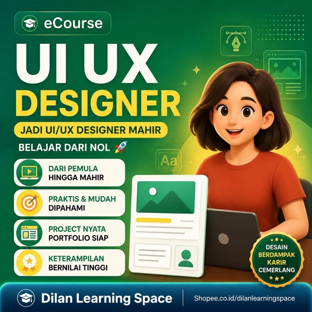 (76) Ecourse UI/UX Designer Web & App – Belajar Desain UI/UX Dari Nol Sampai Mahir | Materi Video Le