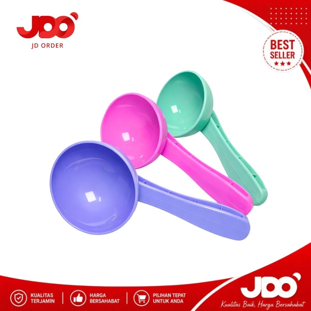 JDO Paket 3/6Pcs Sendok Nasi Plastik Bulat Premium, Centong Nasi Padang Tebal Premium