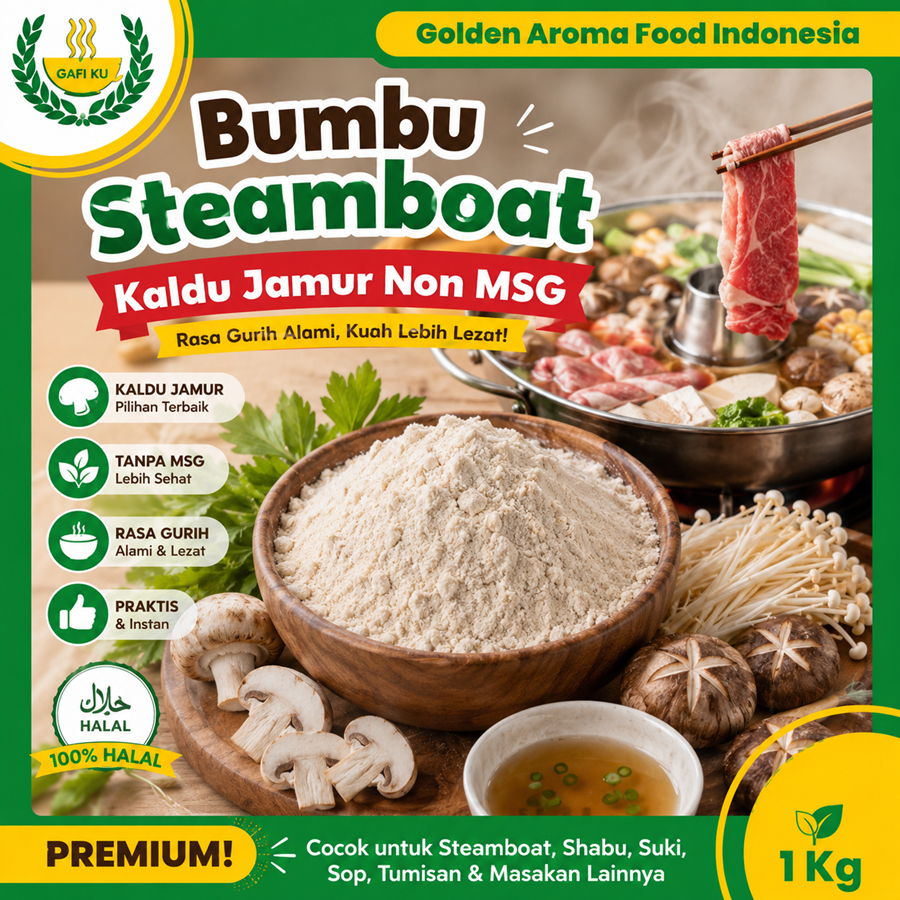 BUMBU STEAMBOAT Kaldu Jamur Non MSG 1Kg Suki Instan Shabu Hotpot Mushroom Broth Tanpa MSG Kiloan 1 K