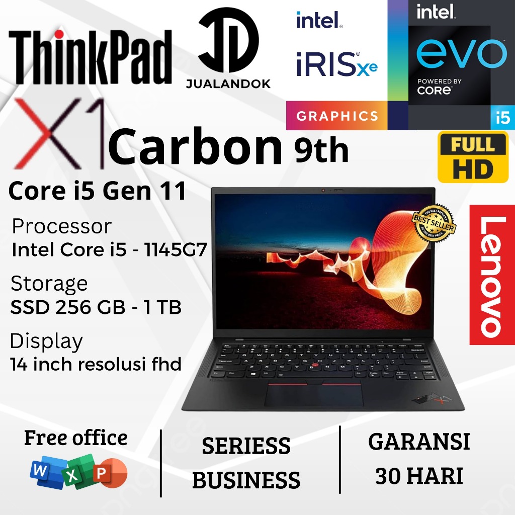 Laptop Lenovo ThinkPad X1 Carbon 9th Core i5 Gen 11 - RAM 16GB - SSD 1TB - 14 inch - Series Business