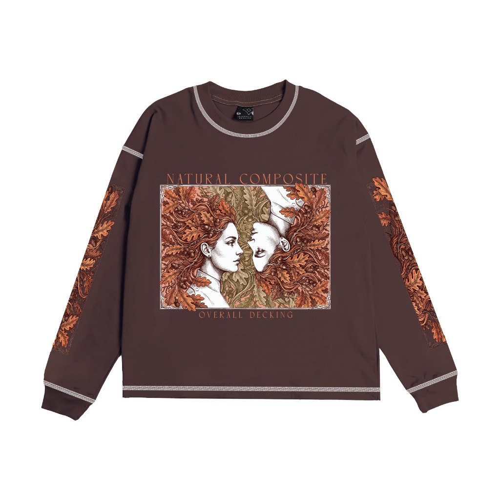 OverallDecking Natural Composite Brown Longsleeve Serger Stitch Cotton 20s