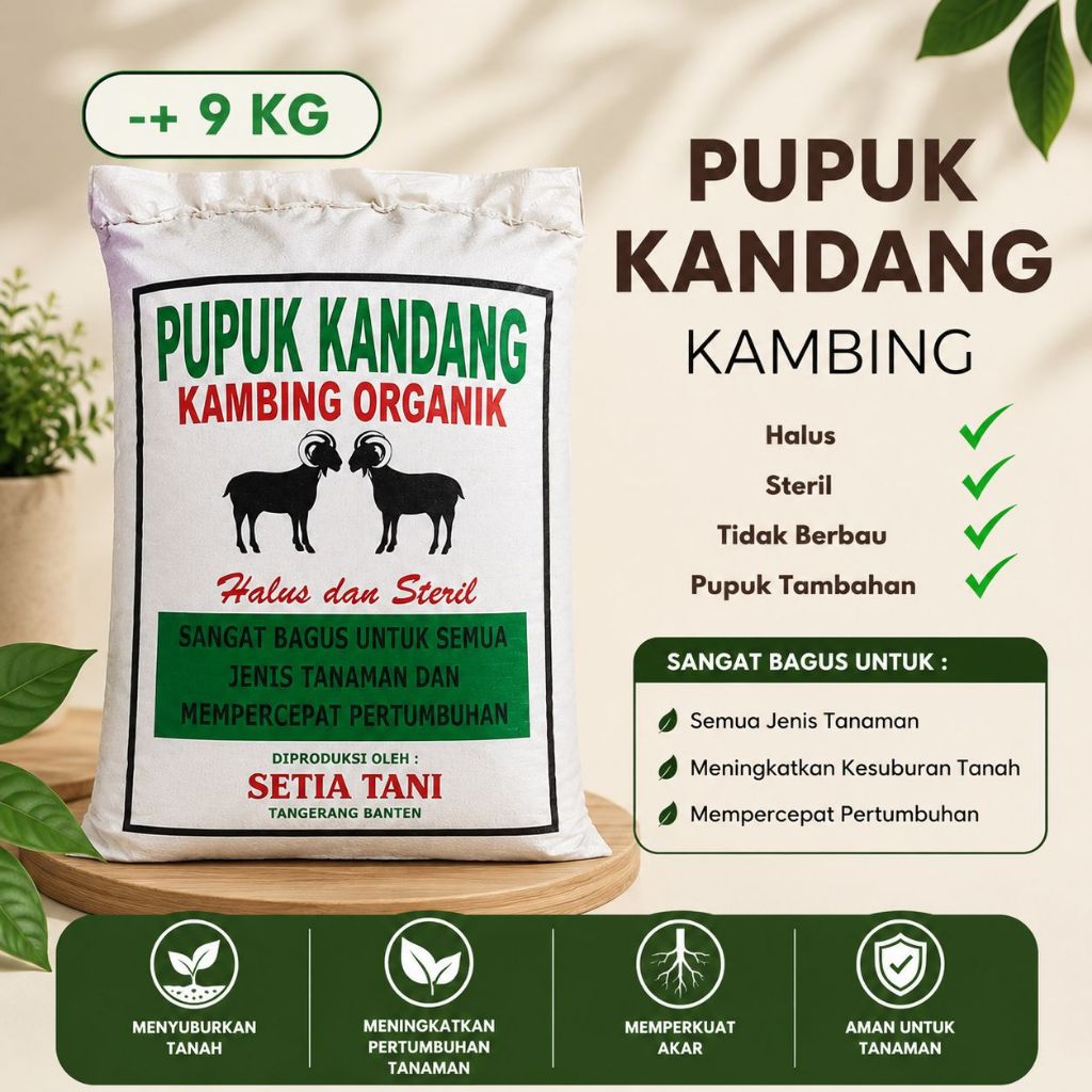 PUPUK KANDANG SETIA TANI KAMBING HIJAU ORGANIK HALUS DAN STERIL - KAMBING KEMASAN HIJAU STERIL