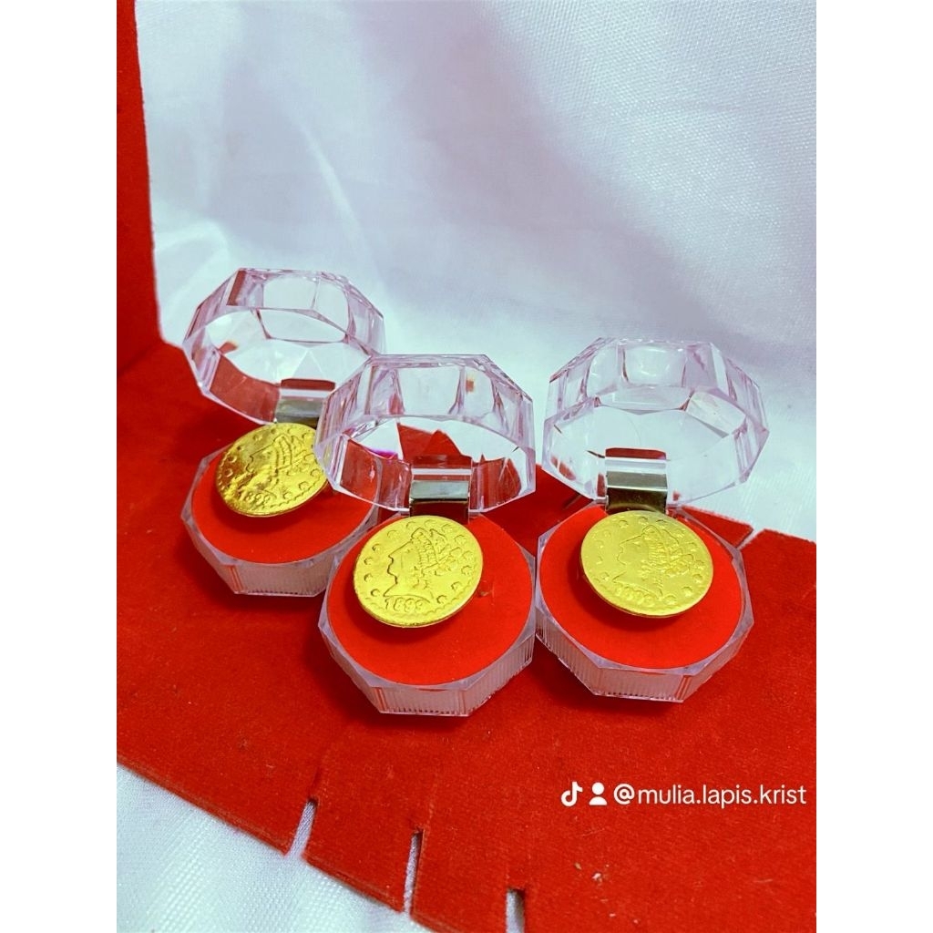 LAPIS KRISTAL cincin koin bulat lapis kristal premium