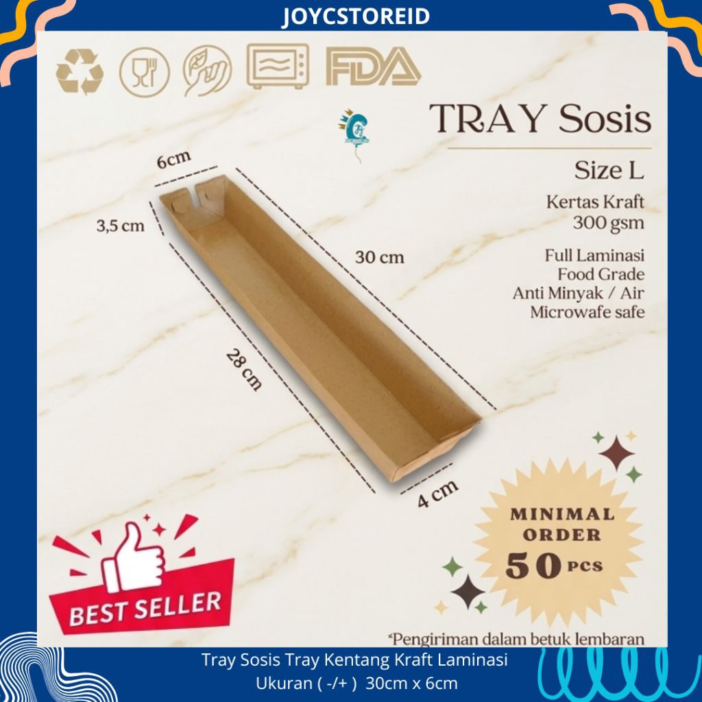 Paper Tray Sosis Tray Kentang Tray Sate | Bungkus Sosis