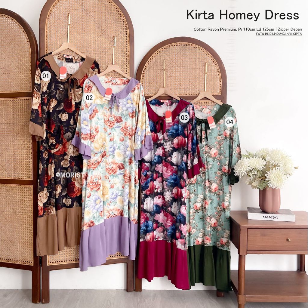 Kirta HomeyDress Daster Pendek Premium Cotton Rayon Original Morist Berlabel