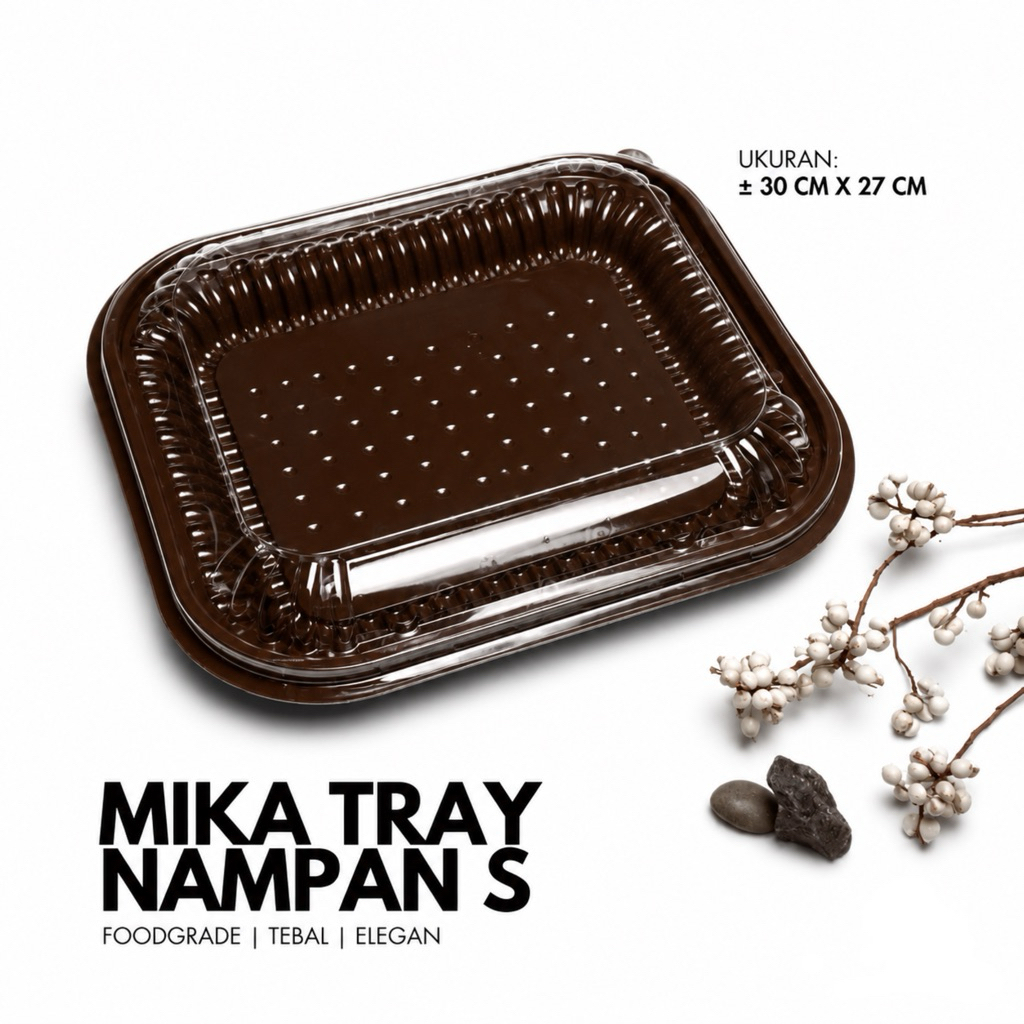Mika Nampan Sedang dengan tutup - Mika Nampan Plastik - Mika Kue - MIKA TRAY NAMPAN - Mika Kue & Sna