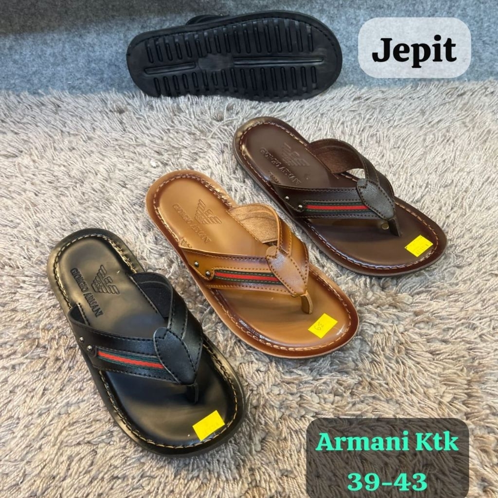 Sandal kulit Pria Giorgio Armani Tali Jepit Trendy kekinian Model Terlaris
