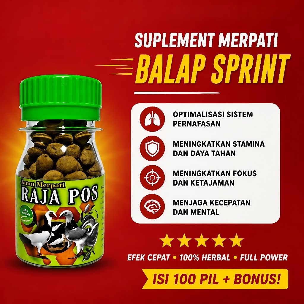 Pil Merpati Balap Sprint RAJA POS isi 100 Butir Suplemen Herbal untuk Optimasi Sistem Pernafasan Sta