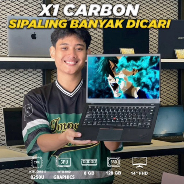 LEN0VO THINKPAD X1 CARBON | LAPTOP 5JUTA RINGAN DAN TIPIS | FULL FITUR | i5-8 | 8gb/128gb
