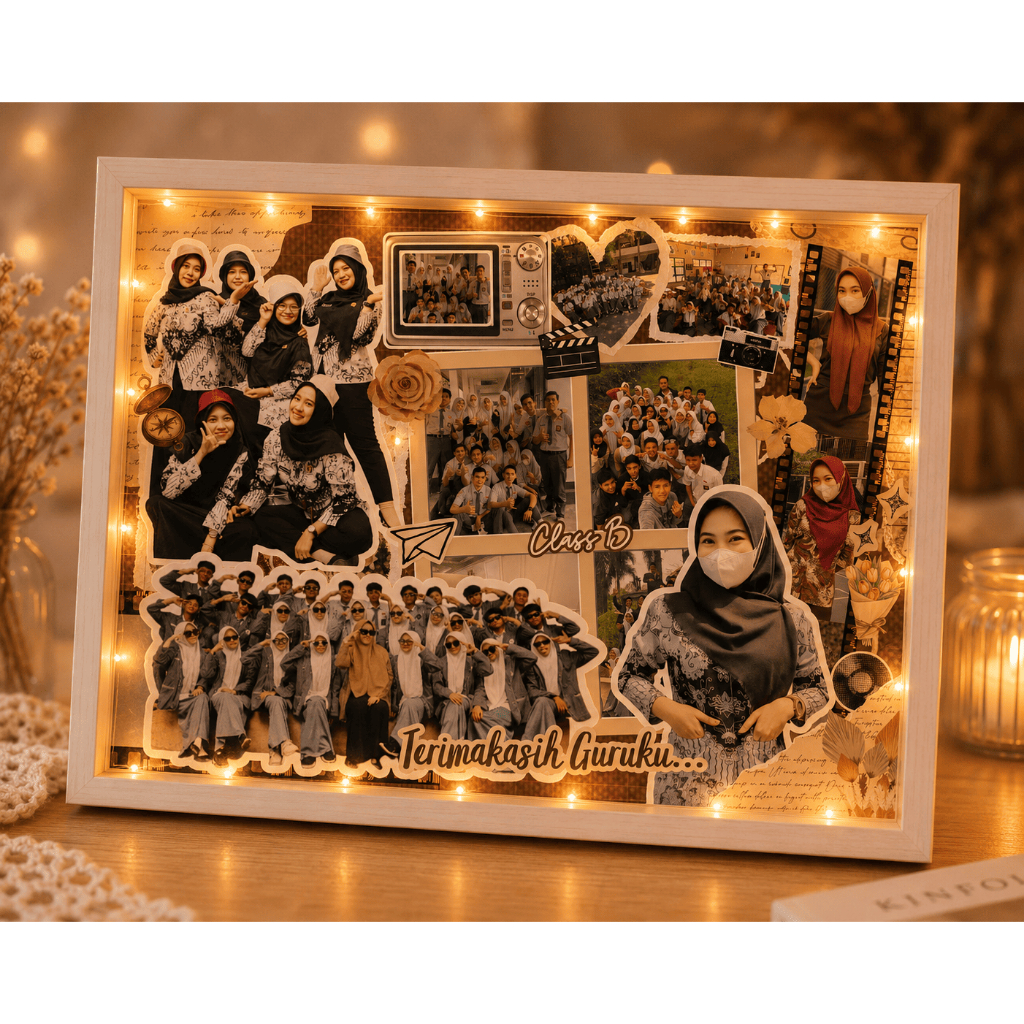 Bingkai Foto Grid LED Custom kolase wisuda / hadiah guru