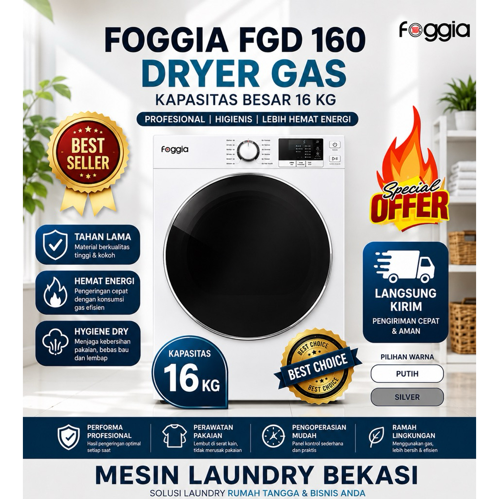 FOGGIA FGD-160 DRYER LAUNDRY GAS KOMERSIL 16 KG