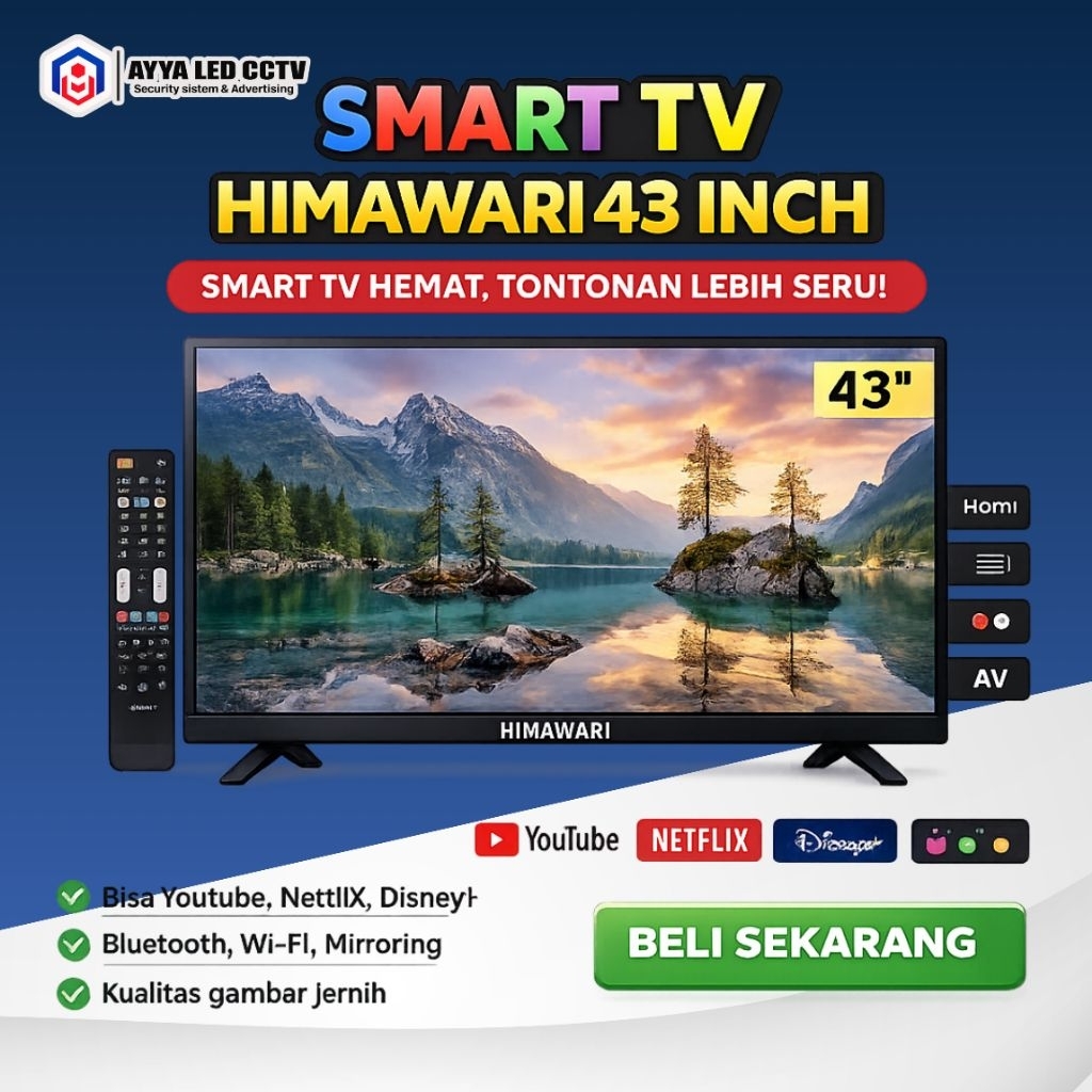 SMARTTV Android Tv 43 INCH HIMAWARI 43,32,24 INCH Murah New