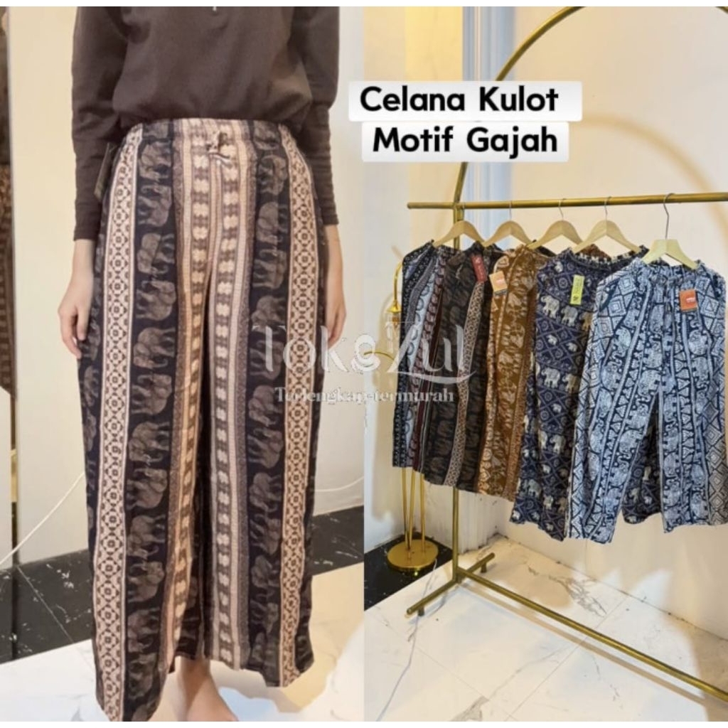 Kulot Rayon Motif GAJAH size JUMBO Bahan Katun Adem