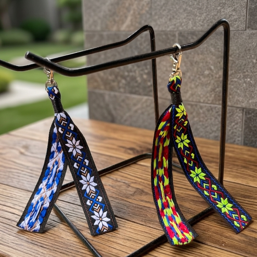 Gantungan Kunci Webbing Etnik Premium / Ganci Kain Tenun Motif Toraja Lombok Handmade / Souvenir Gan