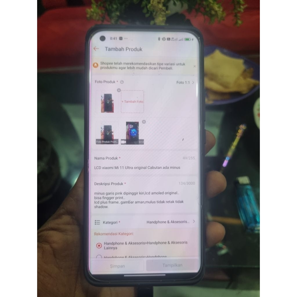 LCD xiaomi Mi 11 Ultra original Cabutan ada minus