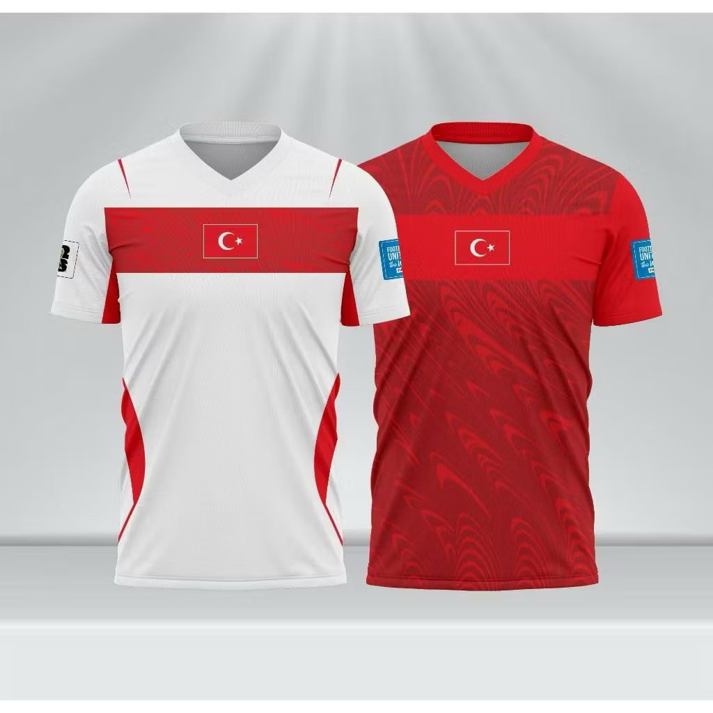 Baju Jersey Olahraga Piala Dunia Timnas Turki 2026 Unisex Dryfit Nyaman Dipakai Ukuran S-XXXXXL