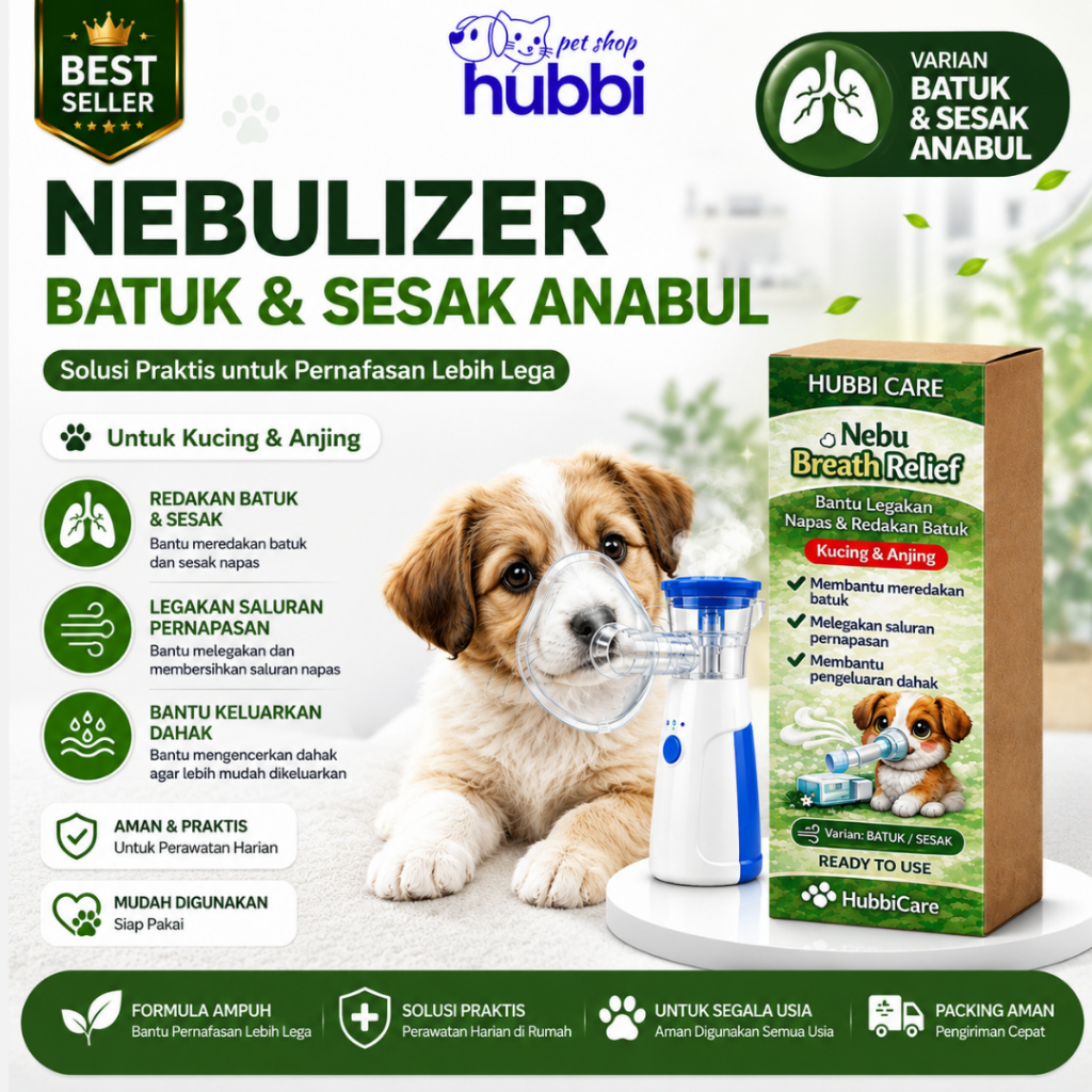 Paket Obat Nebulizer Hewan | Obat & Alat Uap Nebusolution Batuk Sesak Nafas Kucing Anjing