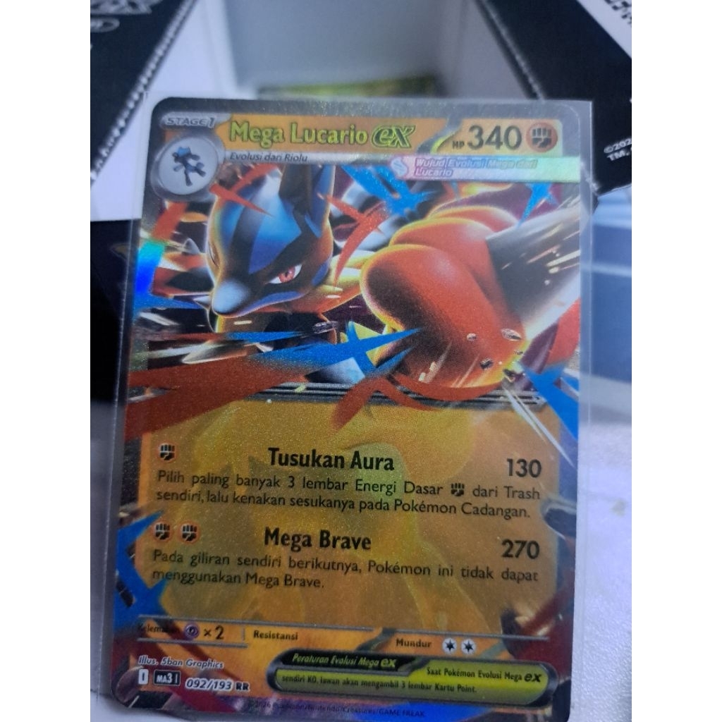 Mega Lucario ex (Double Rare/RR) dari set Evolusi Mega Impian ex