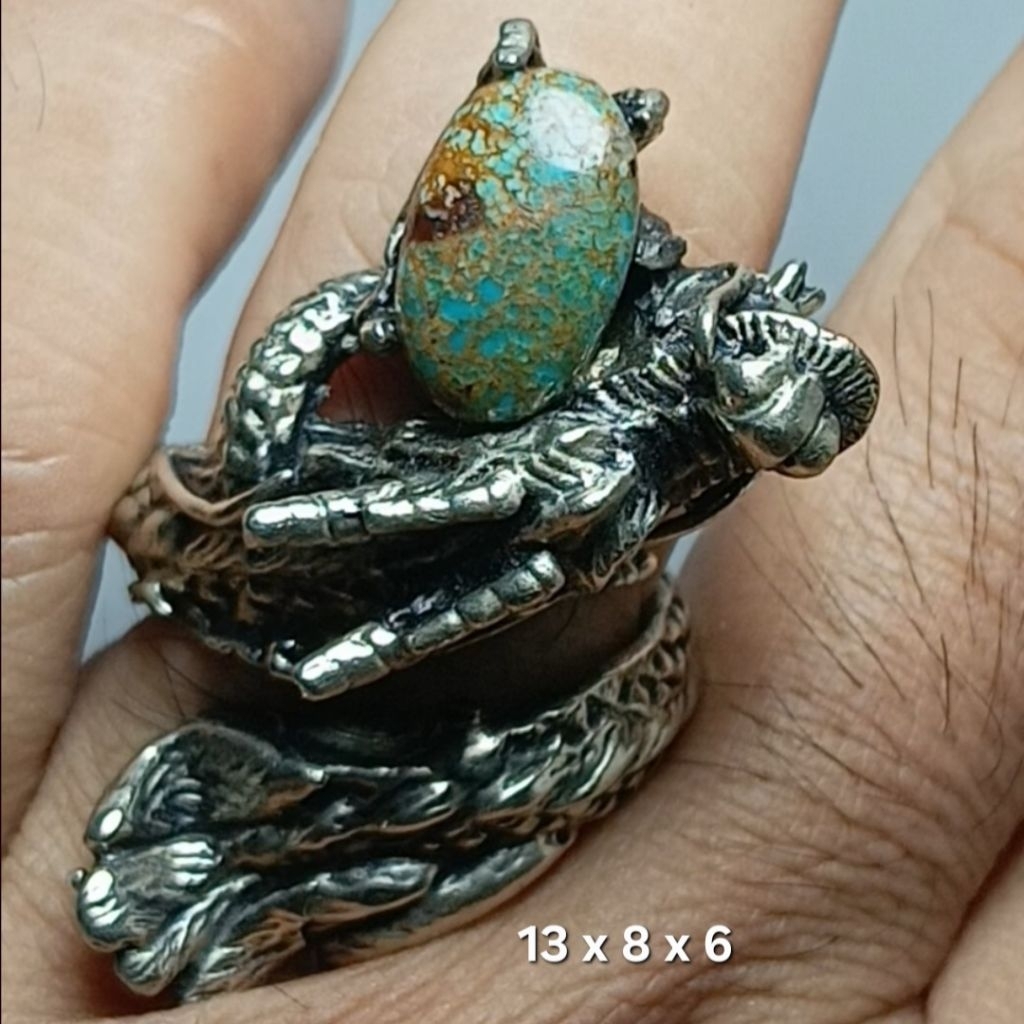 NATURAL BATU PIRUS PERSIA RING UKIRAN NAGA