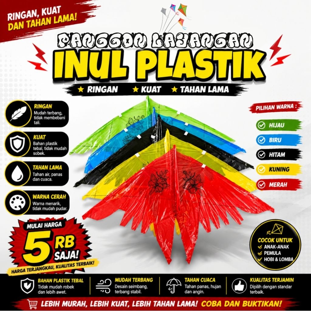 layangan kelelawar/layangan inul plastik