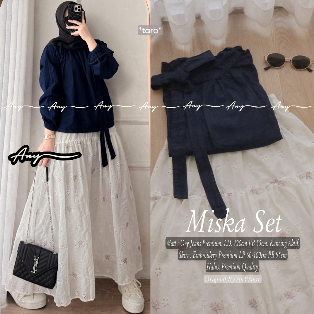 melinda miska set tunik katbol rok panjang brukat by A.N.Y dress katun bolong premium long tunic kon