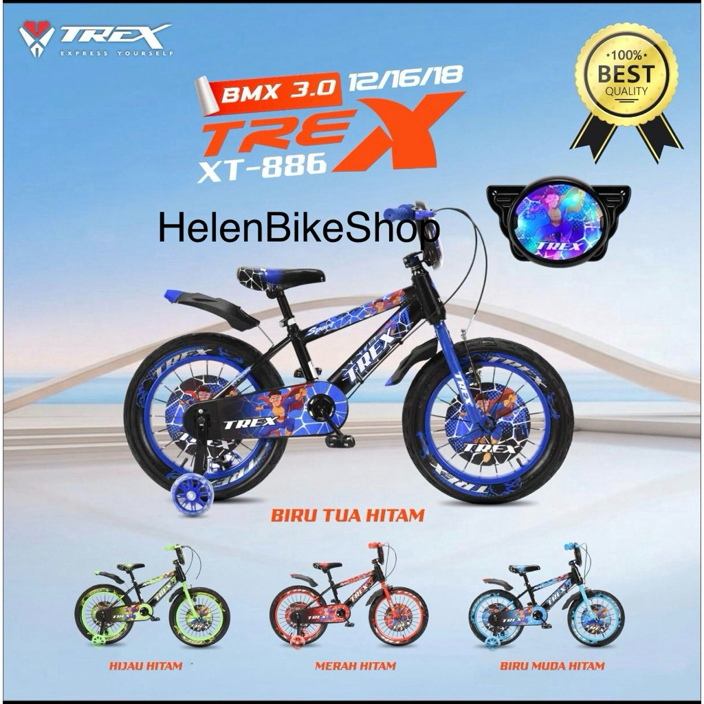 Sepeda bmx 12 16 18inch Trex Musik dan lampu Ban 2.50 (instant kurir)