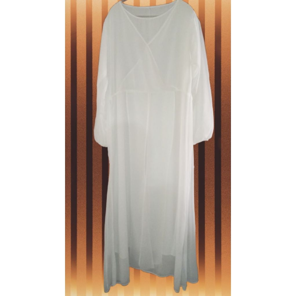 Gamis Putih Panjang Ceruty Babydoll Prlvd