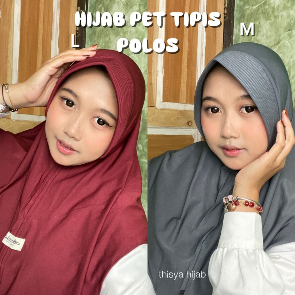 thisya - hijab instan pet tipis/antem//bergo instan polos