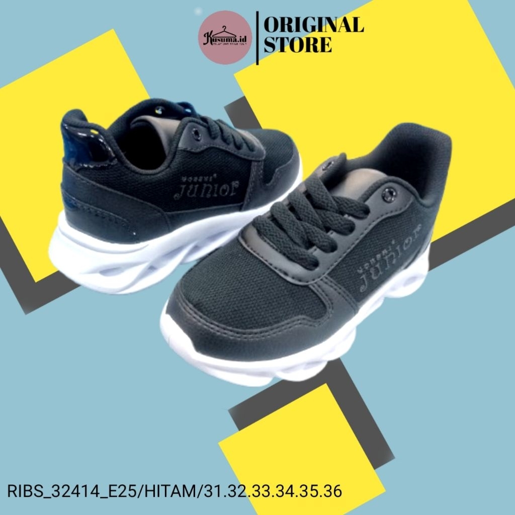 [BACK TO SCHOOL] SEPATU SEKOLAH ANAK DAN REMAJA FULL HITAM / YONGKIDZ / YONGKI JUNIOR ORIGINAL STORE