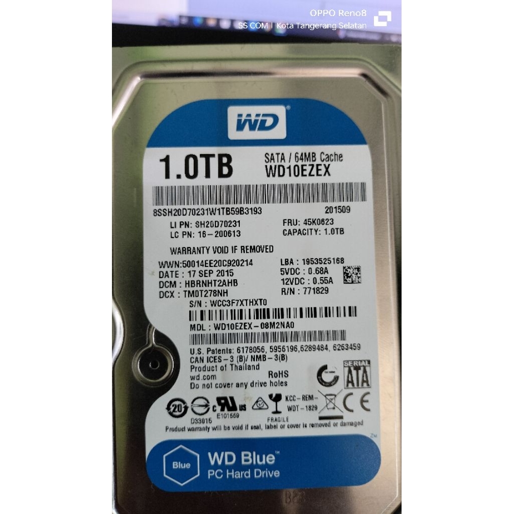 HDD INTERNAL WD 1000GB SECOND KONDISI OK
