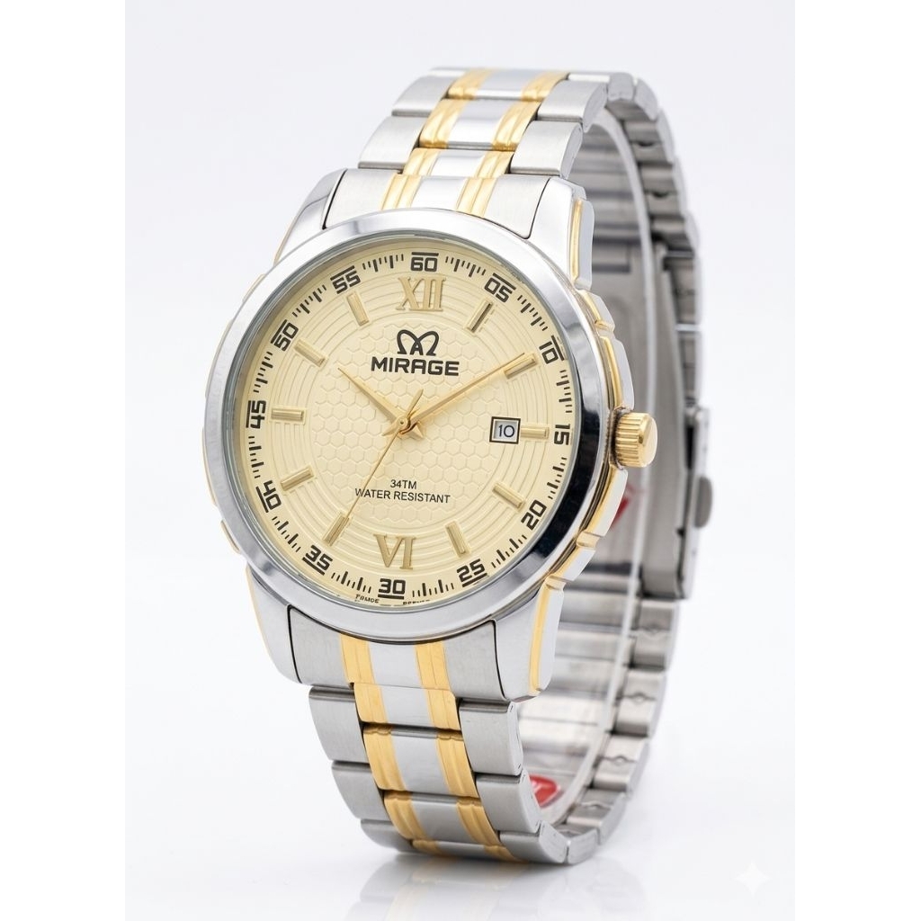Jam Tangan Mirage 8267 Rantai Silver Kombinasi Gold Pria