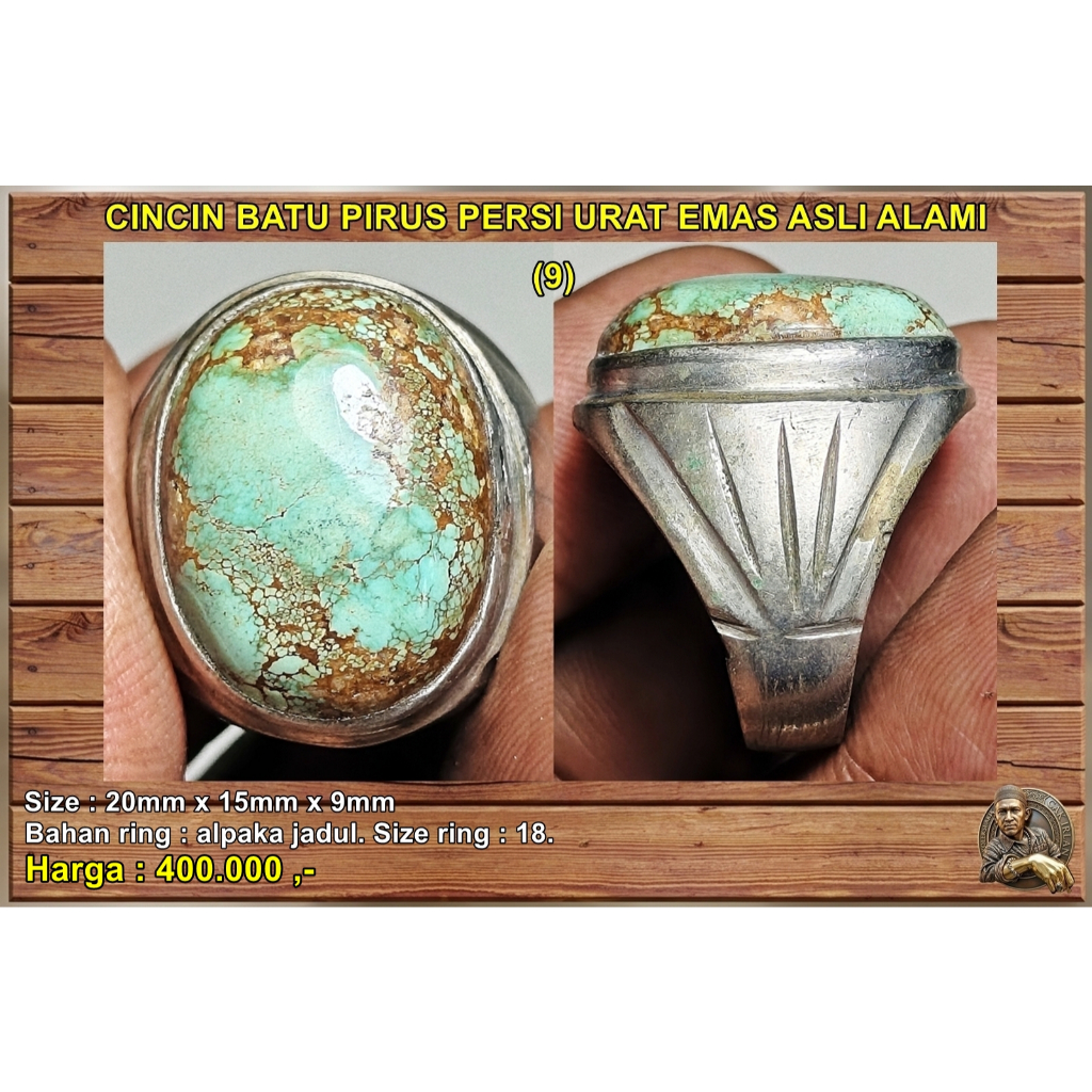 Cincin batu pirus persi urat emas asli alami (9)