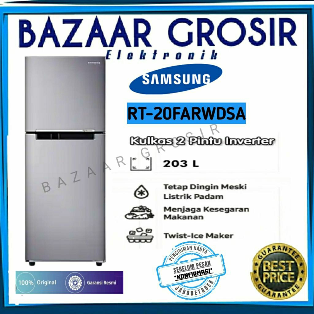 KULKAS SAMSUNG 2 PINTU INVERTER RT-20FARWDSA / RT20FARWDSA / RT 20FARWDSA