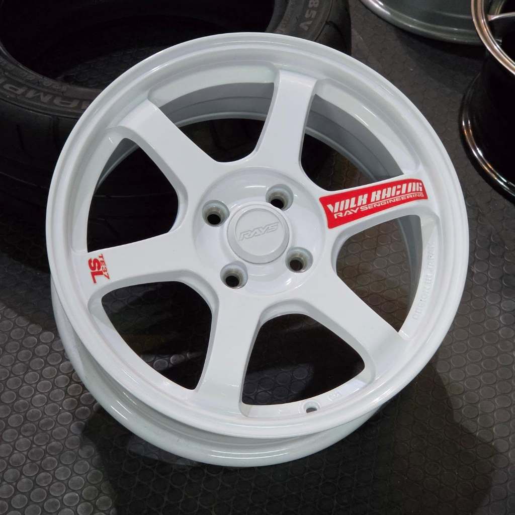 Velg Mobil Alloy Rep. Volk Rays TE37 SL Ring 16 Lebar 7 ET 38 PCD 4x100 Putih