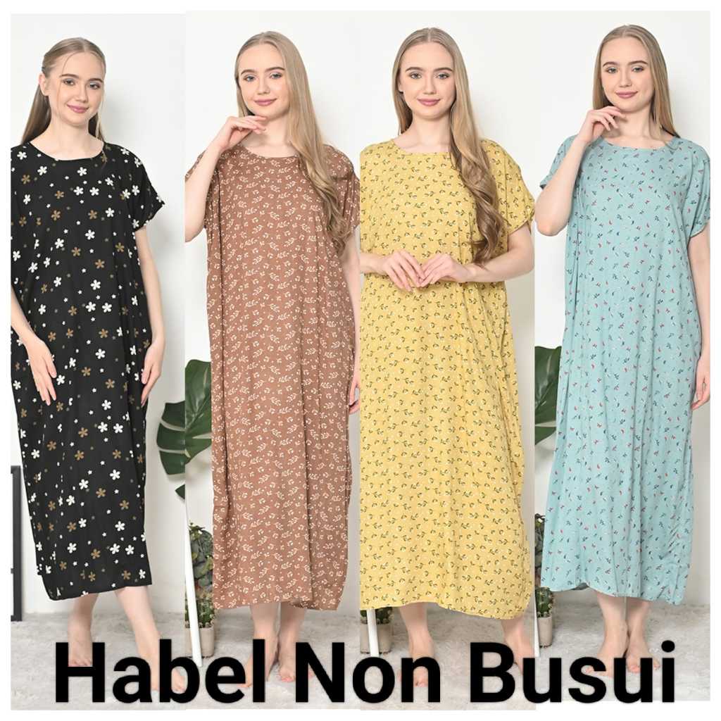 Daster Rayon Lengan Pendek Panjang Semata Kaki Motif Habel