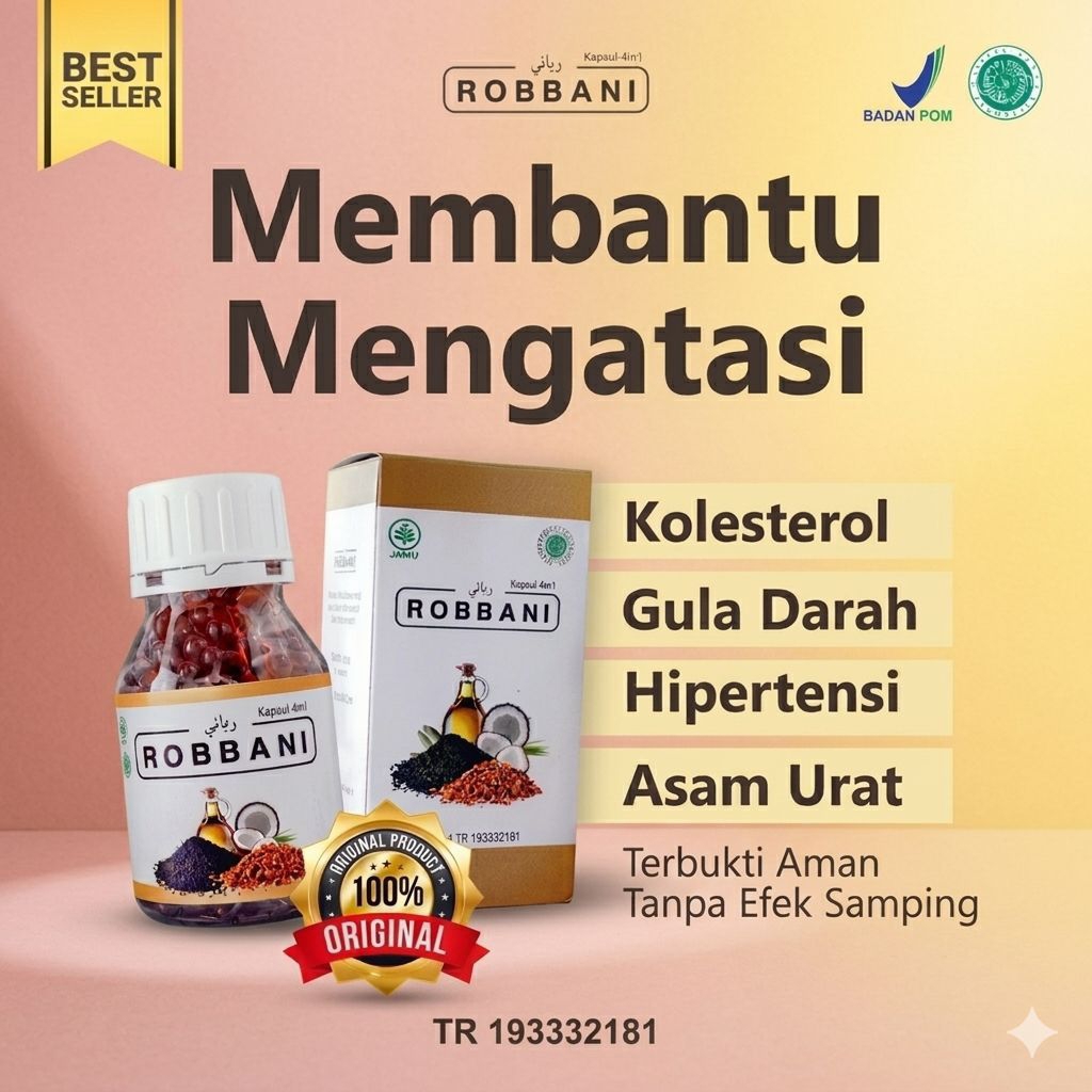 Robbani Habbatussauda Kapsul Herbal - Menormalkan Kolesterol, Hipertensi, Asam Urat