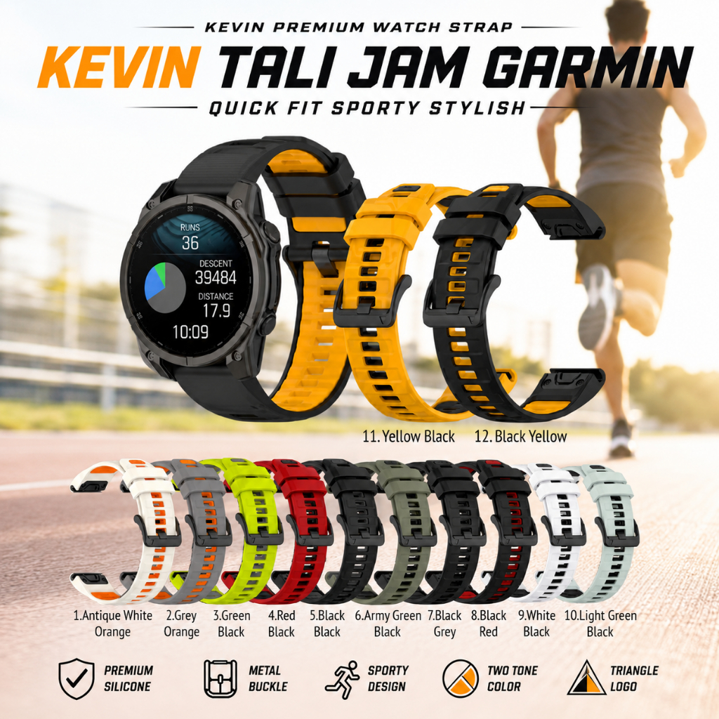 Tali Jam Garmin Forerunner 970 965 955 945 - Strap Quick Fit Rubber Silikon 22mm MF8