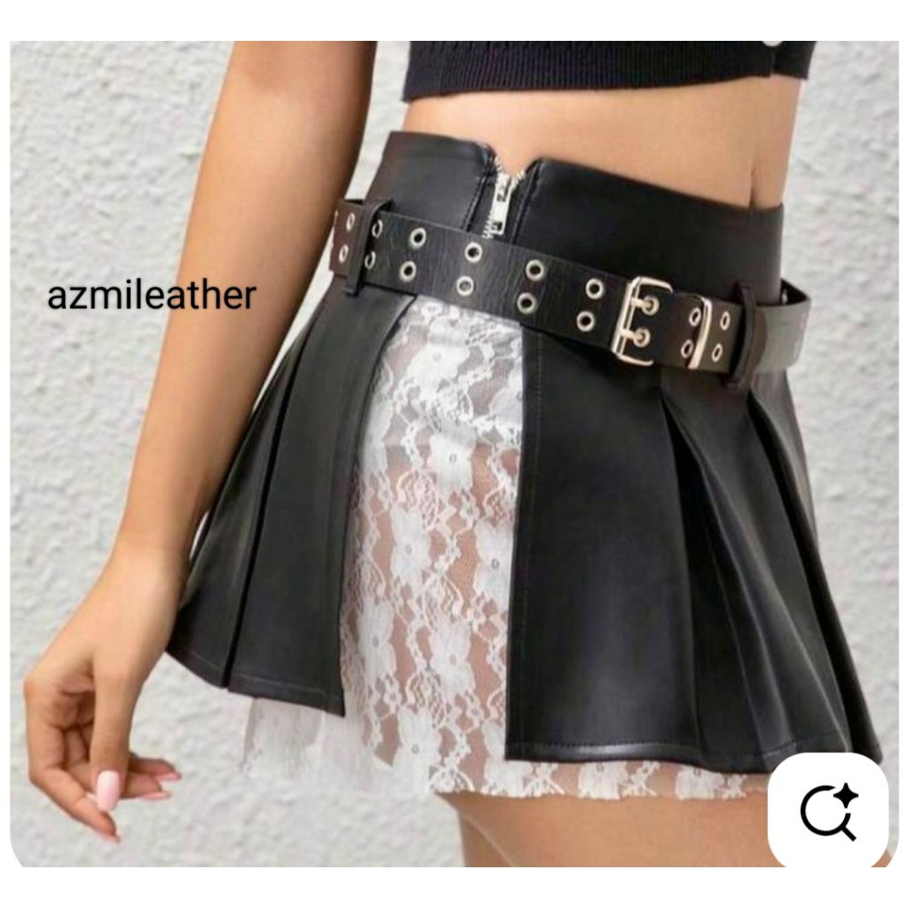 rok kulit / outer rok / rok mini skirt leather