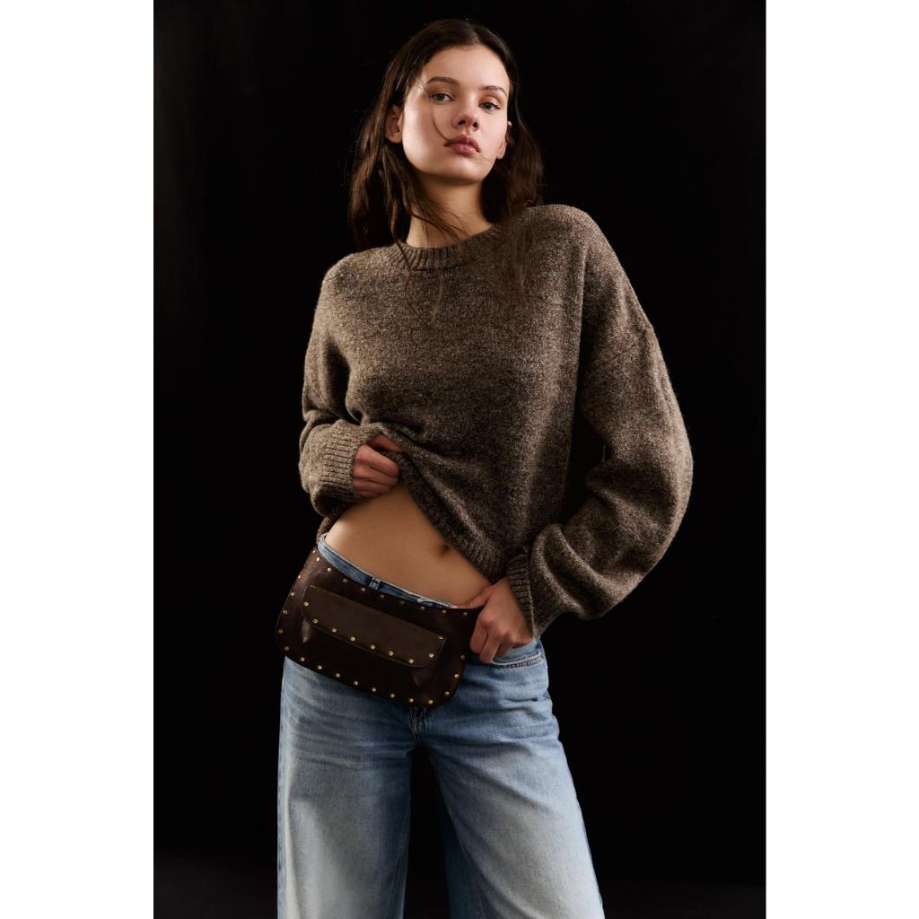 Pull & Bear brown studded belt bag