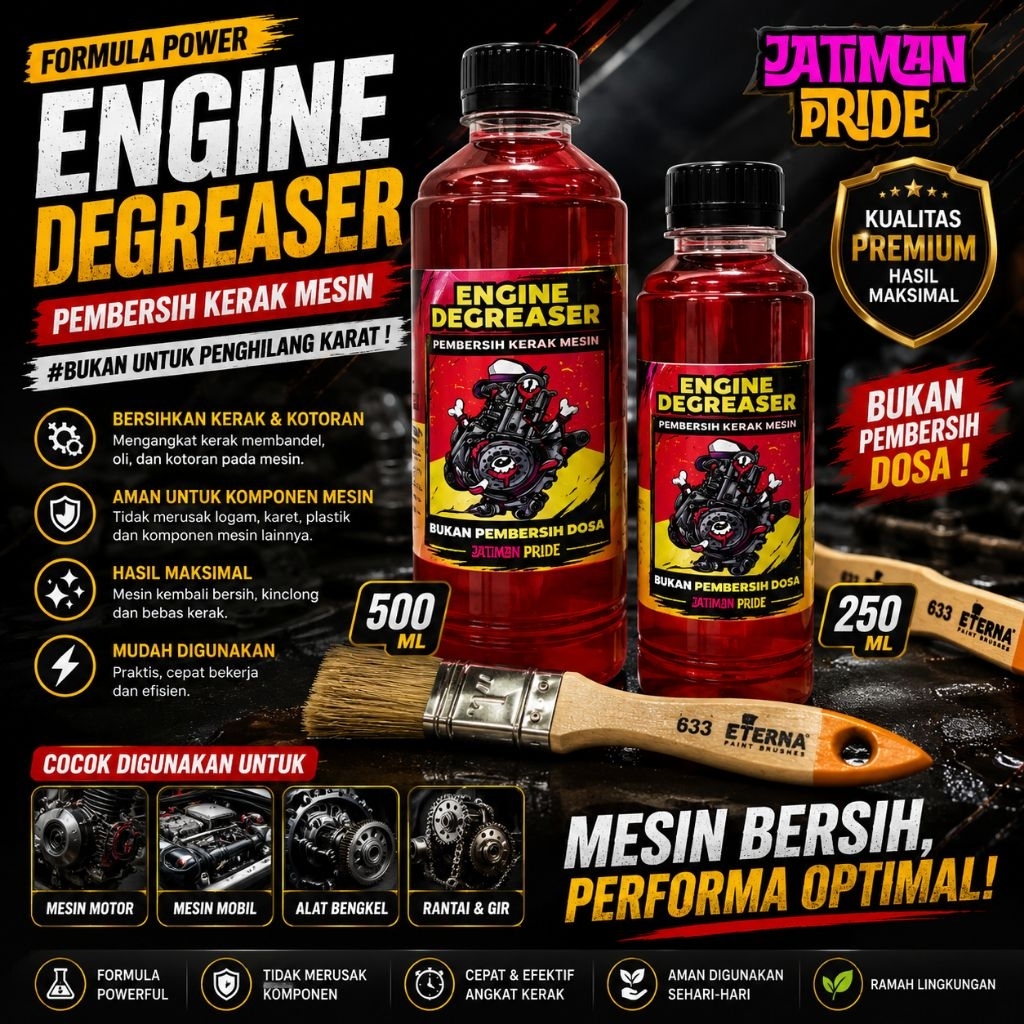 Jatiman Pride Pembersih Kerak Kotoran Mesin Engine Degreaser 500ml & 250ml Penghilang Kerak Mesin Mo